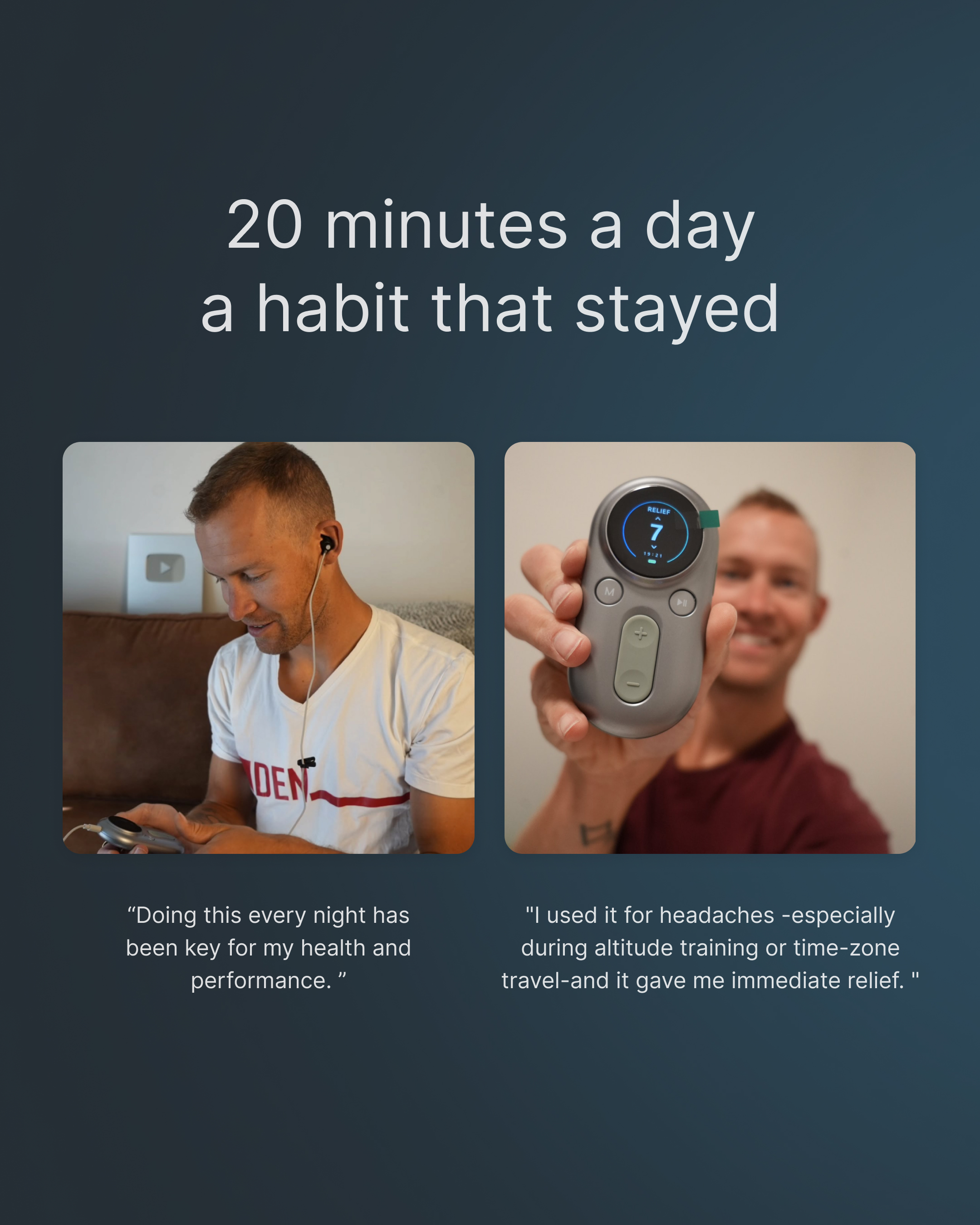 Sportowiec w regeneracji z urządzeniem VNS