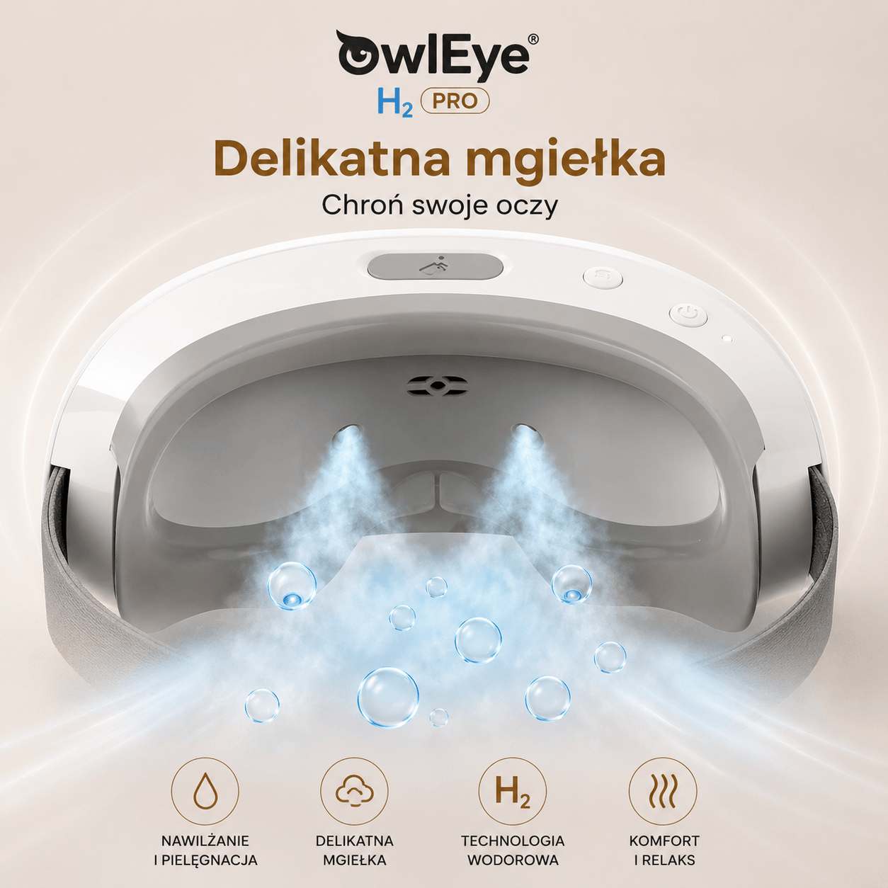 Inteligentne gogle OwlEye® H₂ PRO – nowoczesne urządzenie do relaksu i nawilżania okolic oczu